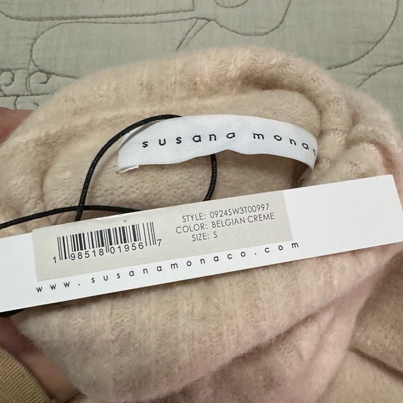 NWT Susana Monaco Mapache Mock Neck Vest S Belgian Creme - Picture 9 of 9